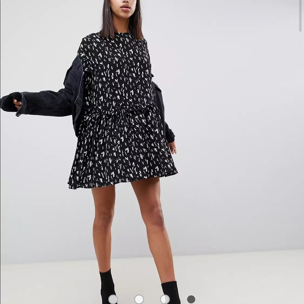 ASOS mini smock dress with frill waist Size US 8